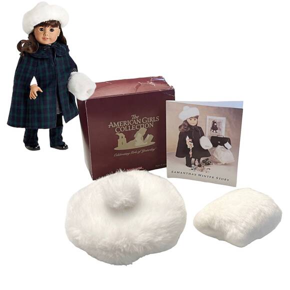American Girl Doll Elegant Hat & Muff Set Samantha Winter Pamphlet Burgundy Box - Picture 7 of 7